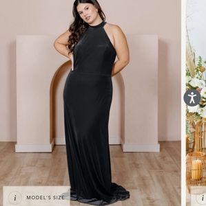 Revelry Tori Halter Velvet Maxi Dress Gown